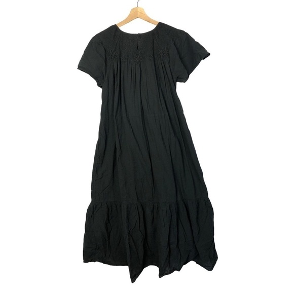 Madewell Black Embroidered Smocked Midi Dress S - Picture 5 of 9